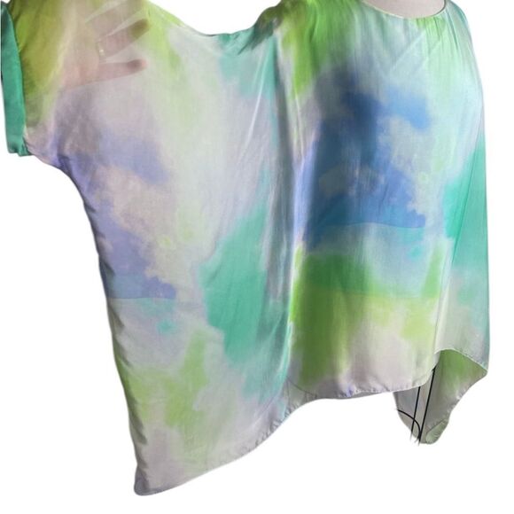 Fancy Aqua Blue Silky Flowing Top Large - sewn in tank top - Picture 7 of 13